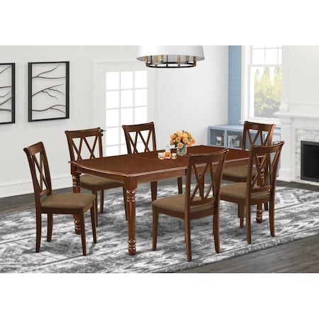 East West Furniture 7 Piece Dover Dinette Set - Mahogany DOCL7-MAH-C